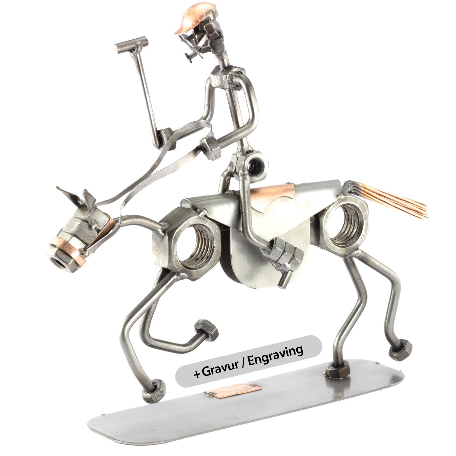 Steelman24 I Nuts and bolts sculpture Polo Player With Personal Engraving I Handmade ornaments I I Metal figurine