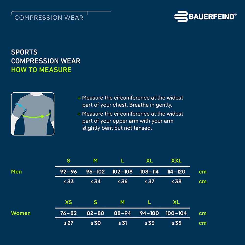 BAUERFEIND T-shirt de compression à manches courtes pour homme - Pour une meilleure circulation sanguine des muscles du torse et des bras - Polyamide et élasthanne