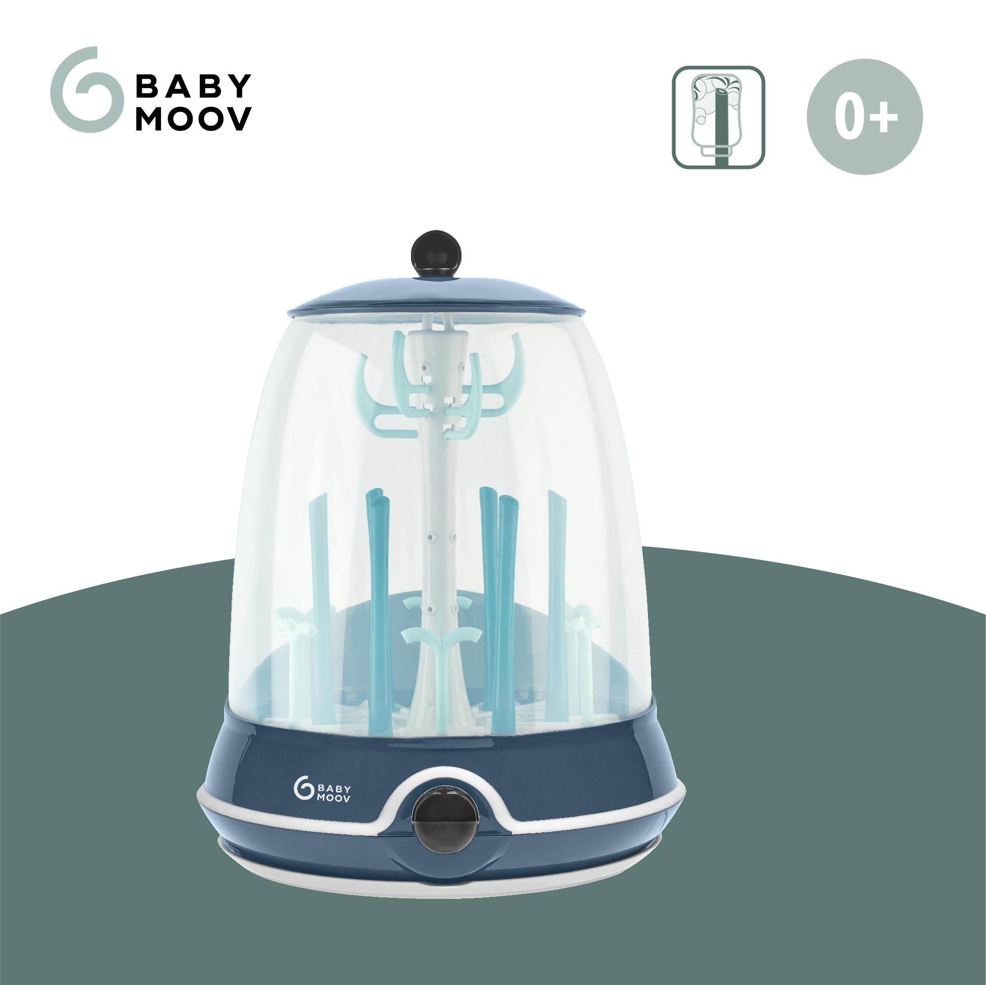 Babymoov A003110 Turbo Steam Plus Sterilizzatore 2 in 1, Blu