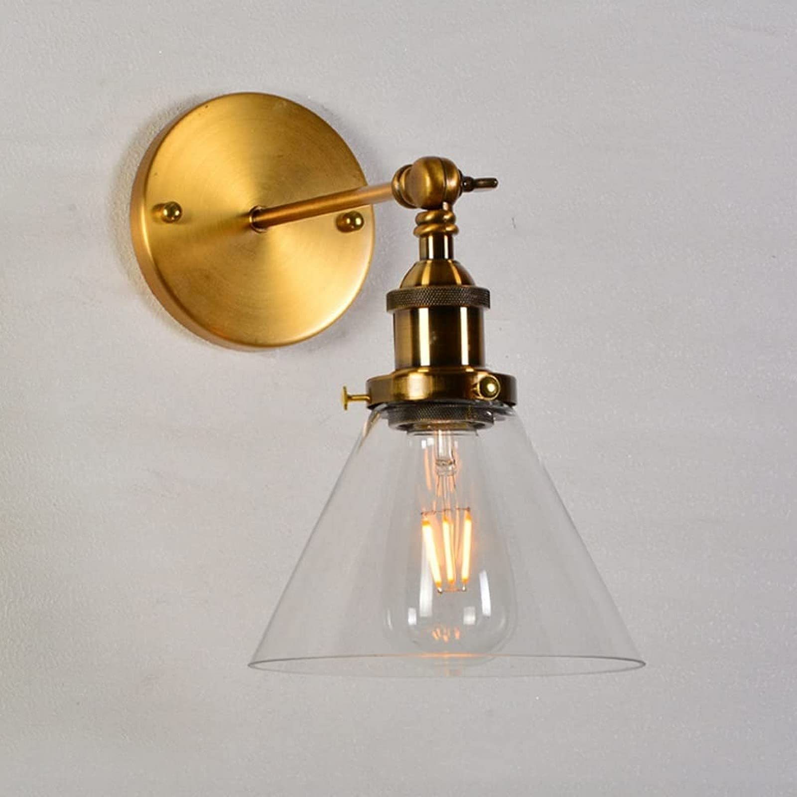 CWCQGH Wall Sconces, Wall Light Retro Modern Wall Light Lamps Retro Industrial Swing Arm Lighting Wall Mount Sconce Metal with Glass Shade Reading Lamp Indoor Decor Compatible w,Glass-B