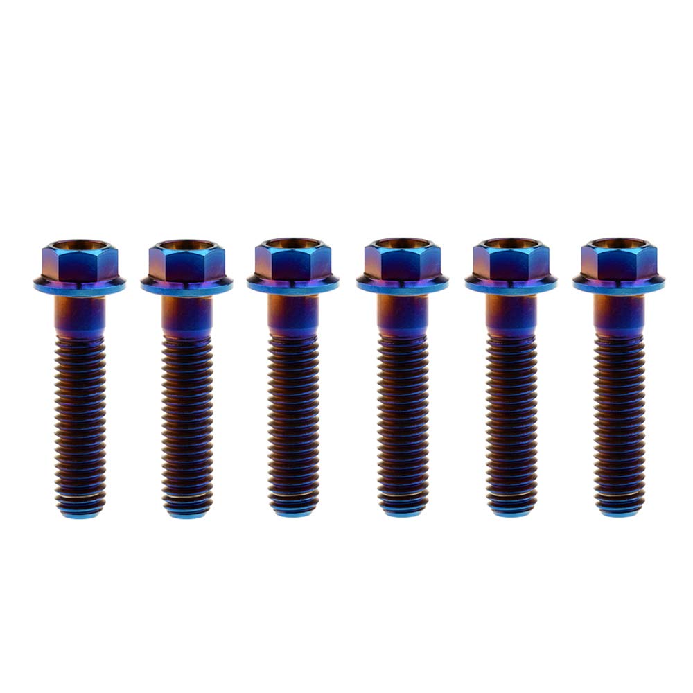 DWAMMEBRS M8x15-65mm Flange Hex Head Screws Pich 1.25mm Pack of 6 for Motorcycle Bike Parts(Burned Blue,M8x35mm)