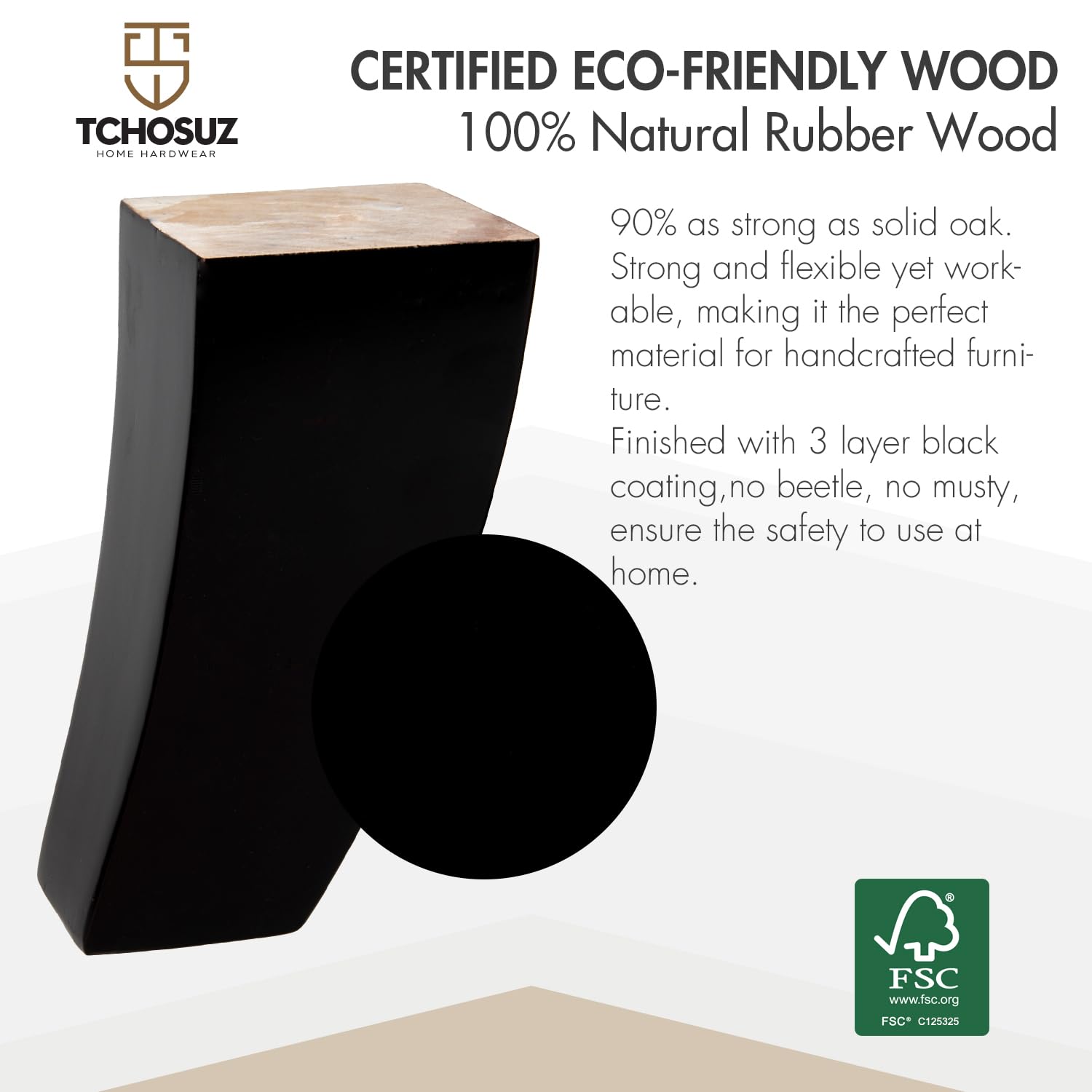 TCHOSUZ 6 inch / 15cm Wooden Furniture Legs - Image 3