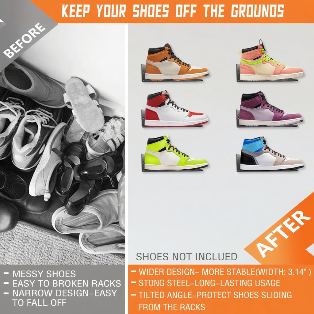 Schwebendes Schuhregal – 6er-Set, Metall, Wandmontiert, Für Sneaker-Ausstellung & Aufbewahrung