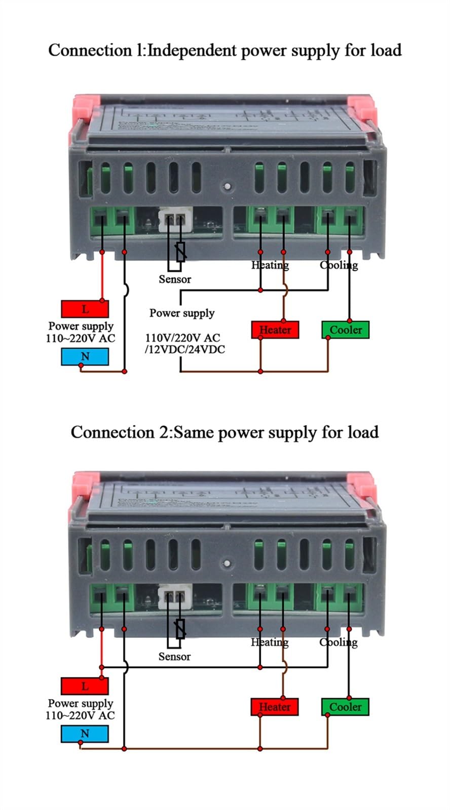 STC-1000 Led Termostato Digitale Regolatore di Temperatura AC 110V 220V 10A Due Relè con Riscaldatore(Kt1000 12v)