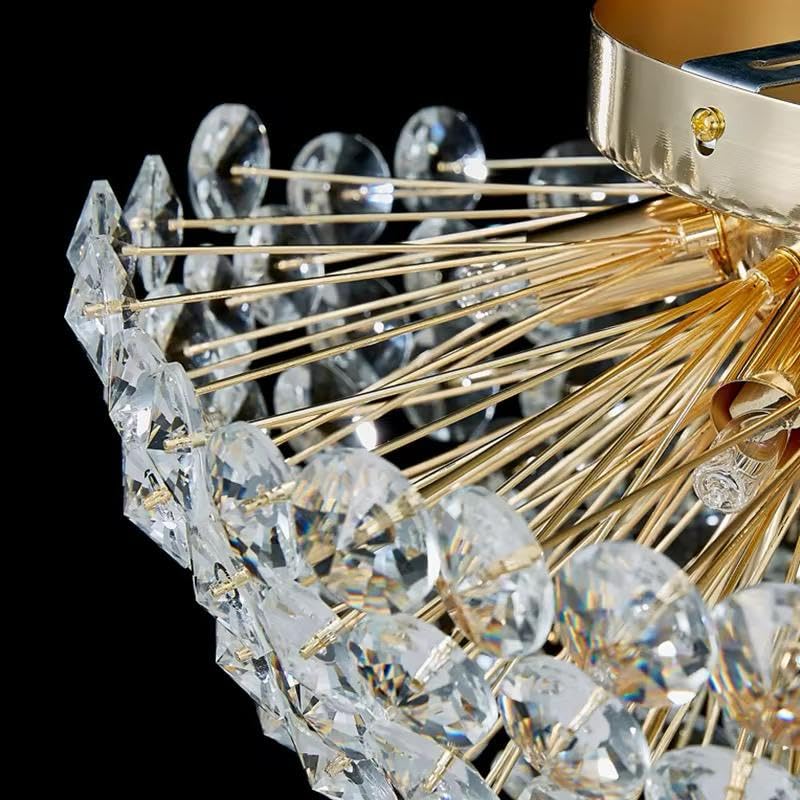 Image of Crystal Ceiling Light, Gold Finish, Flush Mount, Modern Luxury Chandelier for Bedroom Living Room (Elara)