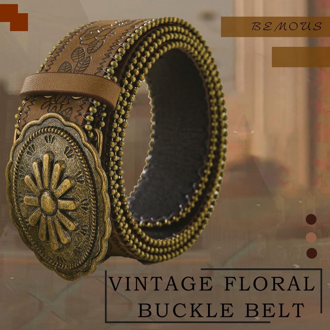 Cowboy Belts for Women Cowgirl Belt Brown Western Belt - Image 5