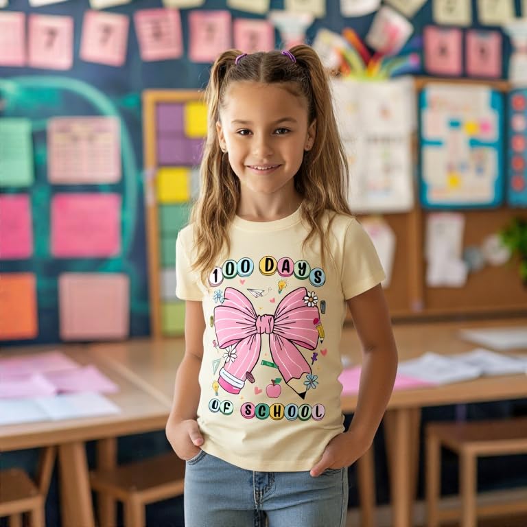 Image of 100 Days of School Shirt Girls and Kids Unicorn Heart Shirt