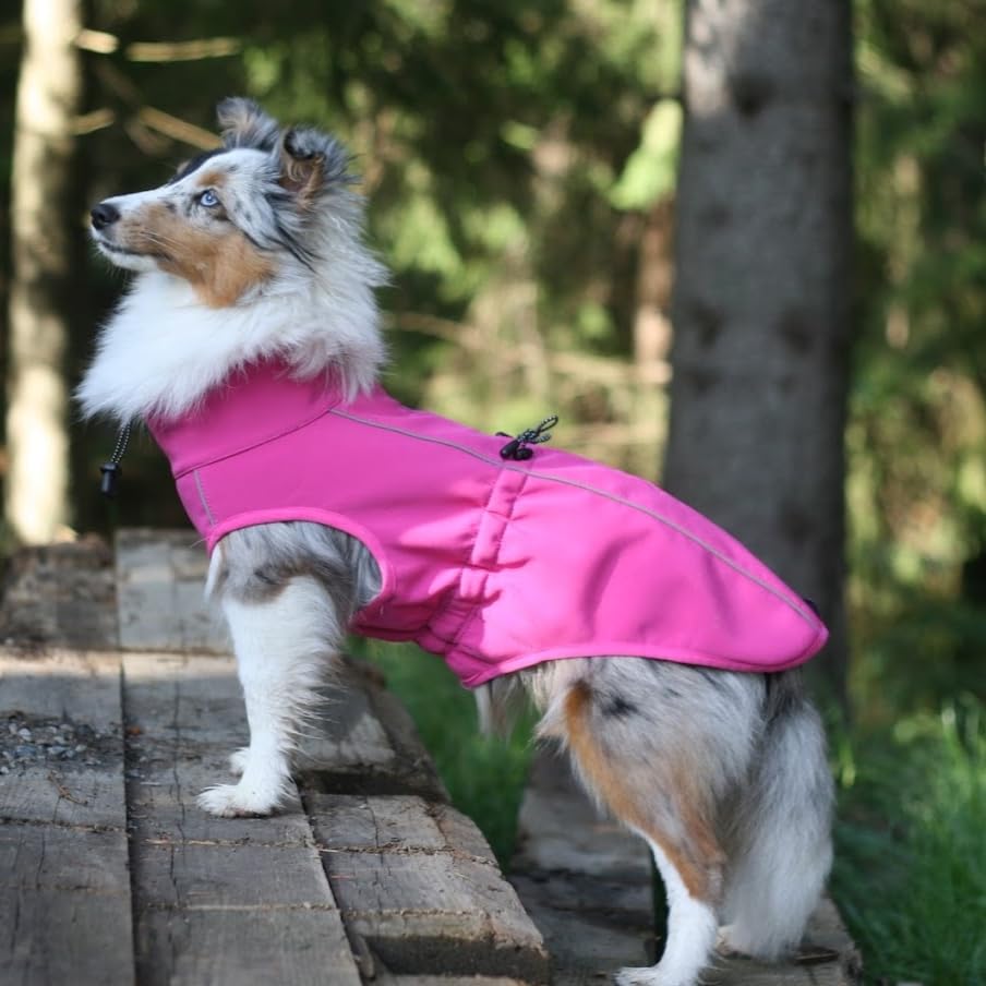 FINNERO Sport Softshell Hundejacke – Winddicht, reflektierend und fleecegefüttert, wasserabweisend und atmungsaktiv – XL, Rosa