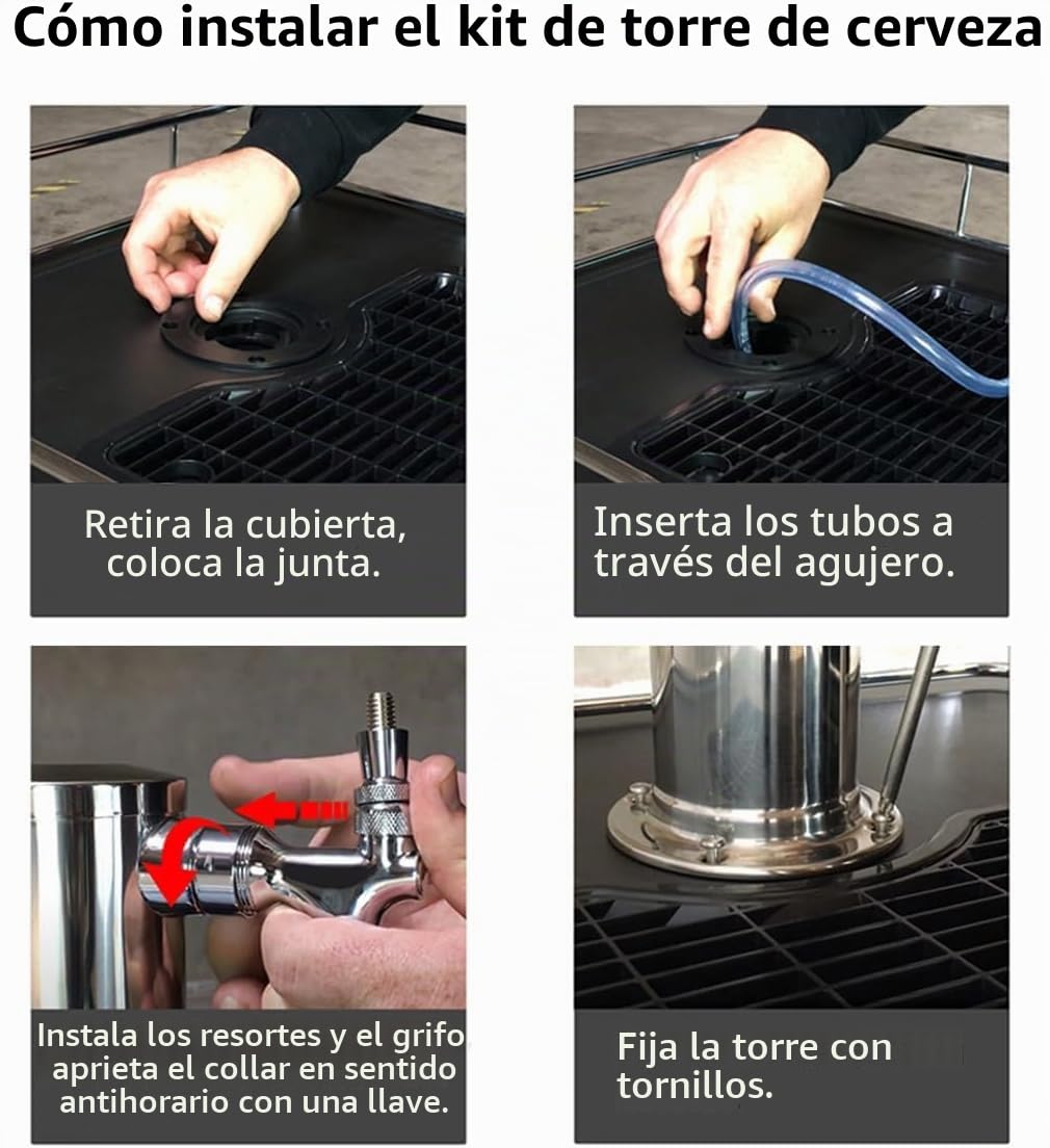 Torre de Barril de Cerveza de Acero Inoxidable, Dispensador de Cerveza de unGrifo, Equipo de Elaboración de Cerveza, Accesorios de Preparación Aptos para Bares de Cocina,