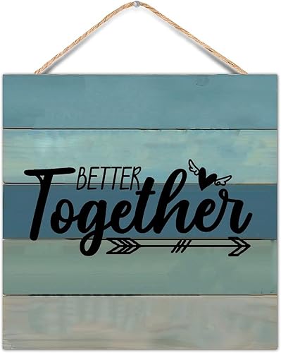 Letrero de madera de estilo rústico con versículos bíblicos, frase «Better Together», placa colgante de pared para porche, jardín, patio, sala de