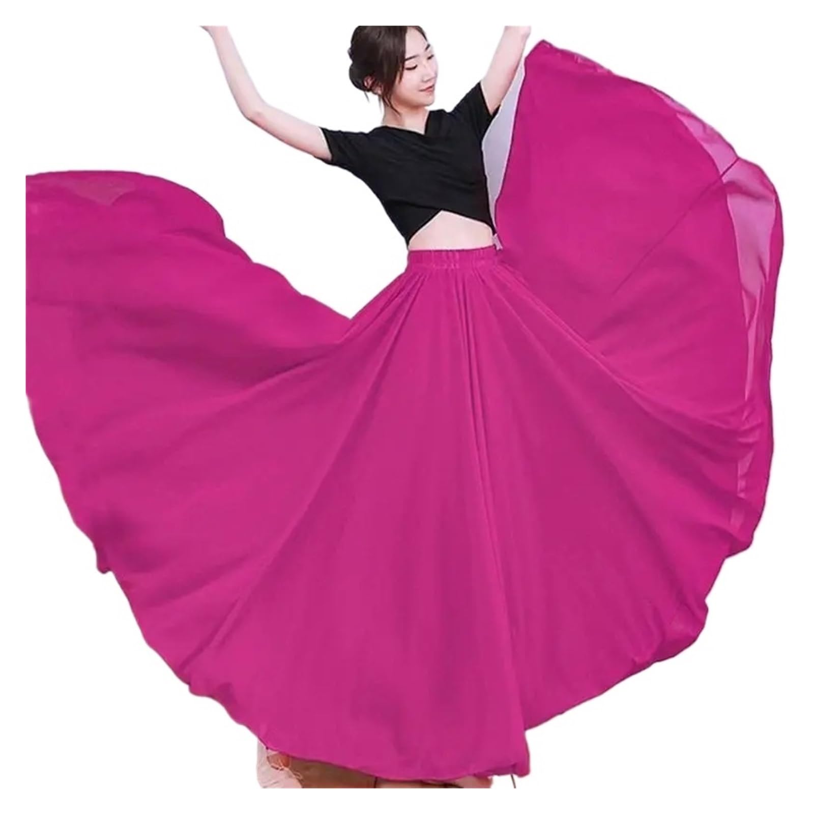 Ndsjaie Women's Purple Rose Red Big Swing Skirt 720 Degree Chiffon Skirt Ballet Dance Gypsy Skate Long Skirts Dancer Practice Wear Professional Stage For Stage(,S Length 80Cm)