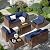 Amopatio 8 Pieces Patio Furniture Set with 44" Fire Pit Table, Outdoor Sectional Furniture Rattan Conversation Sofa, Patio Couch with Glass Coffee Table, 2 Waterproof Covers (Navy Blue)