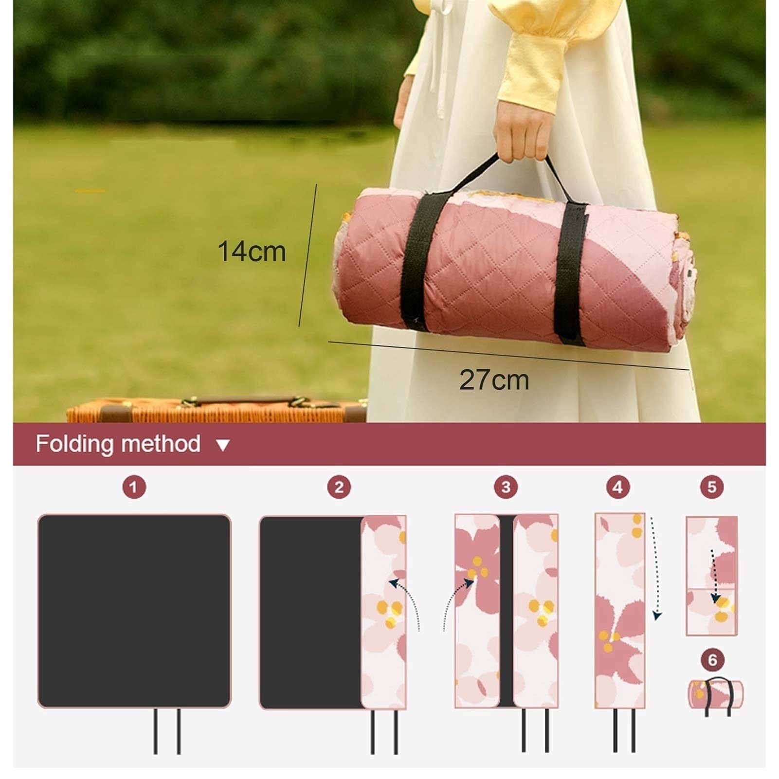 Couverture Tapis de Pique Nique, Imperméable Pliable Nappe Picnic avec Poignée, Natte de Plage pour Camping Jardin Extérieur (Color : Park)