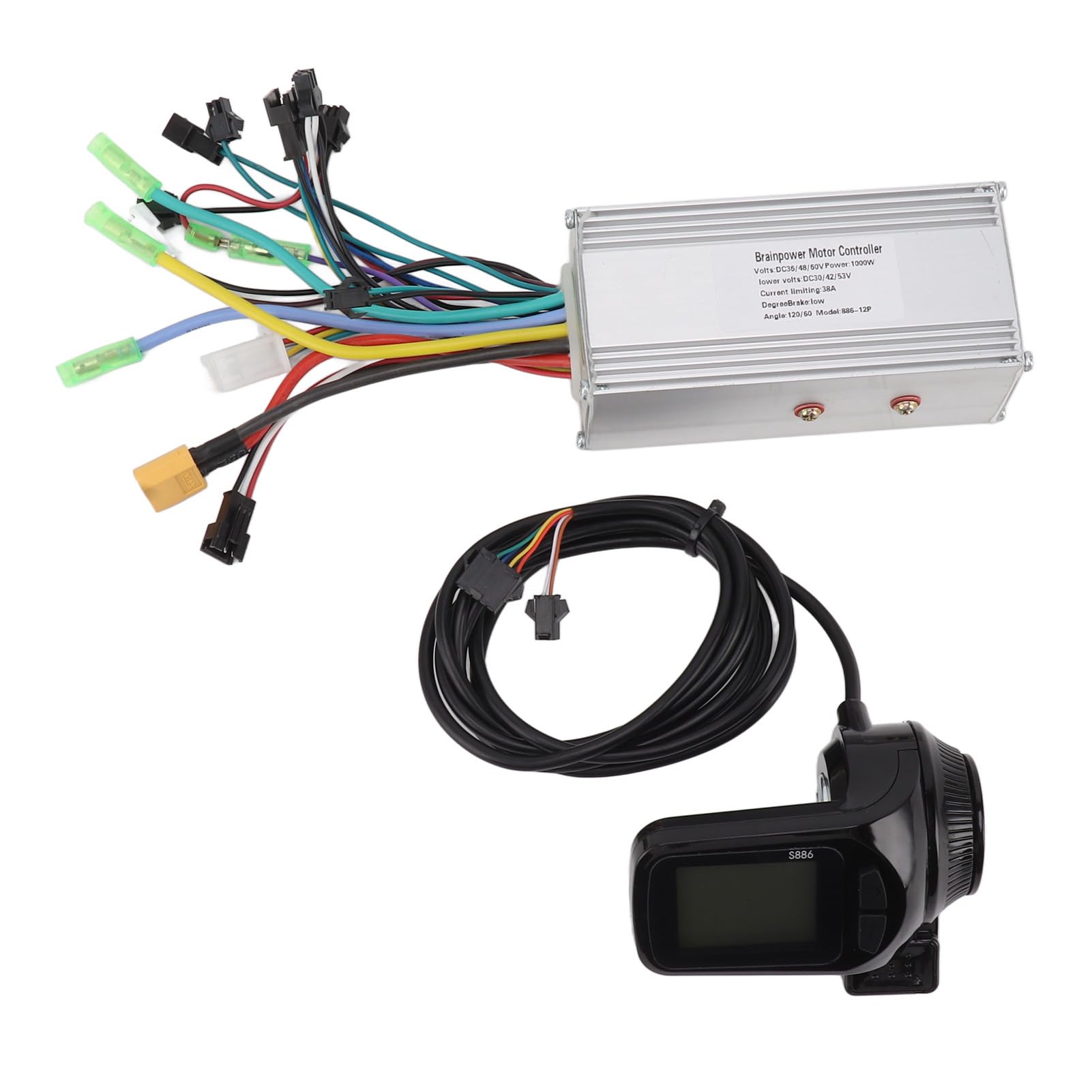 BuyWeek Kit de Controlador de Motor para Bicicleta Eléctrica Controlador de Onda Sinusoidal 36V 48V 60V 1000W 38A con Pantalla LCD S886