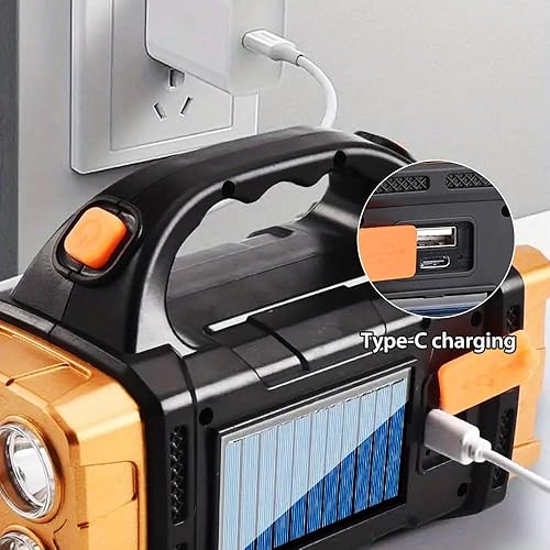 Miniatura 2 de Linterna solar de alto lúmenes  Luz de trabajo LED con USB-C recargable, impermeable, linterna multifunción y linterna para campamento, emergencias