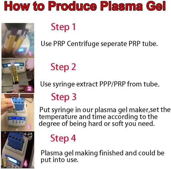 Plasma Gel Heating Machine 150W for PRP Gel Making with Real-Time Temperature & Time Countdown Display, Includes 8x5ml & 4x10ml Tubes