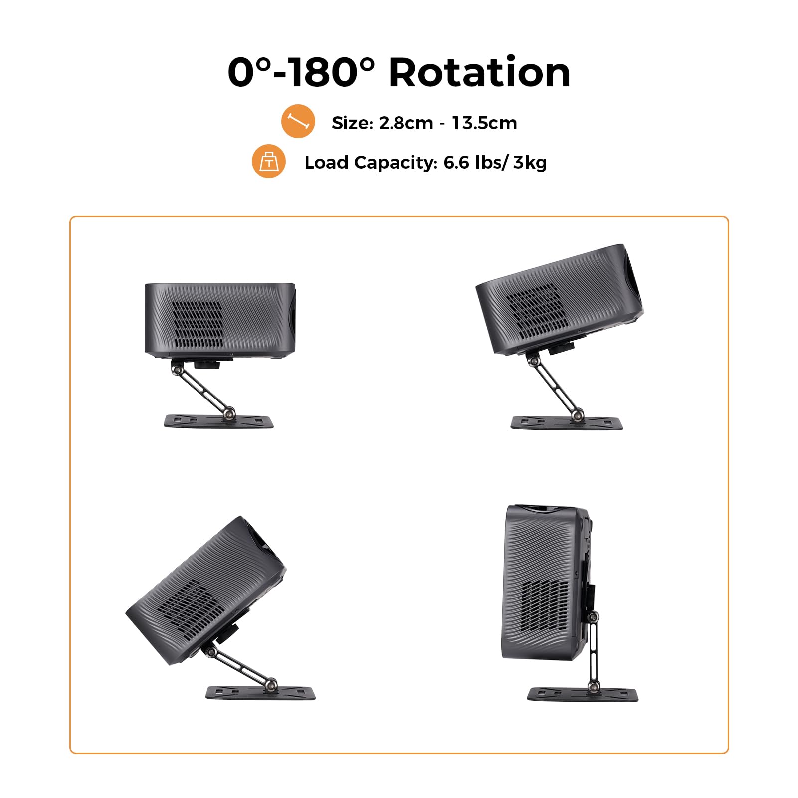 Support pliable pour projecteur, support pliable ultra compact avec installation facile et rotation à 180 degrés