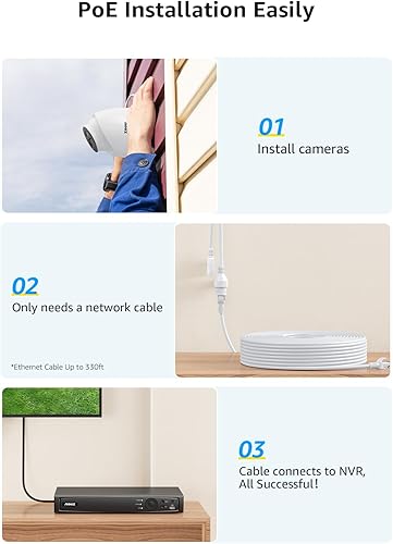 Miniatura 7 de ANNKE Sistema de cámara de seguridad PoE 4K de 16 canales, NVR H.265+ de 12 MP con disco duro de 4 TB y 8 cámaras IP con cable 4K8MP, detección de