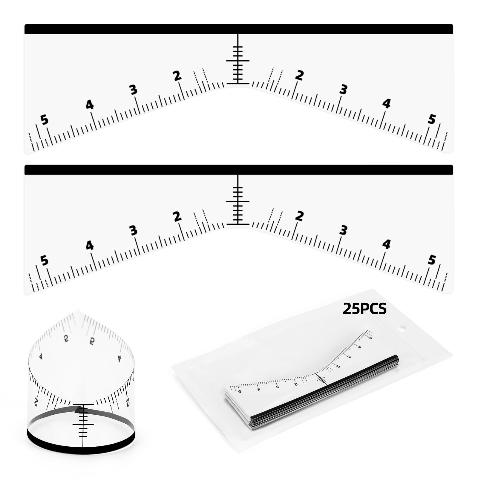 BAMTTOO Eyebrow Ruler Sticker 25PCS Eyebrow Mapping Shaping Sticker Stencil Microblading Measure Tool Brow Shape Design Transparent Positioning Sticker Eyebrow Tattoo Supplies