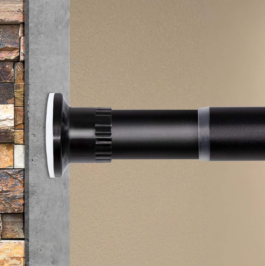 ASHLEYRIVER Tension Curtain Rod Tension Shower Curtain Rods, Premium Tension Windows Curtain Rods,No Drilling,43-83 Inch,Black
