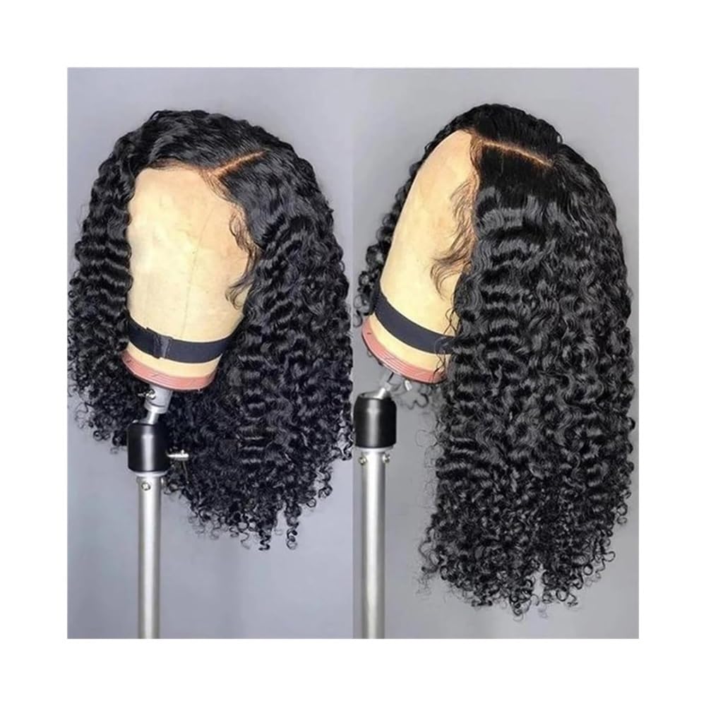 Haaraufsätze Pelucas Cortas sin Pegamento, Cabello Humano brasileño, 7x6, Peluca de Encaje Ondas Profundas Sueltas(12inches)