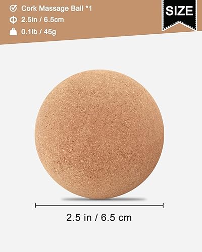 Miniatura 2 de Bola de masaje de corcho, bola de masaje de partículas finas de alta densidad para masaje muscular de tejido profundo, liberación miofascial, puntos