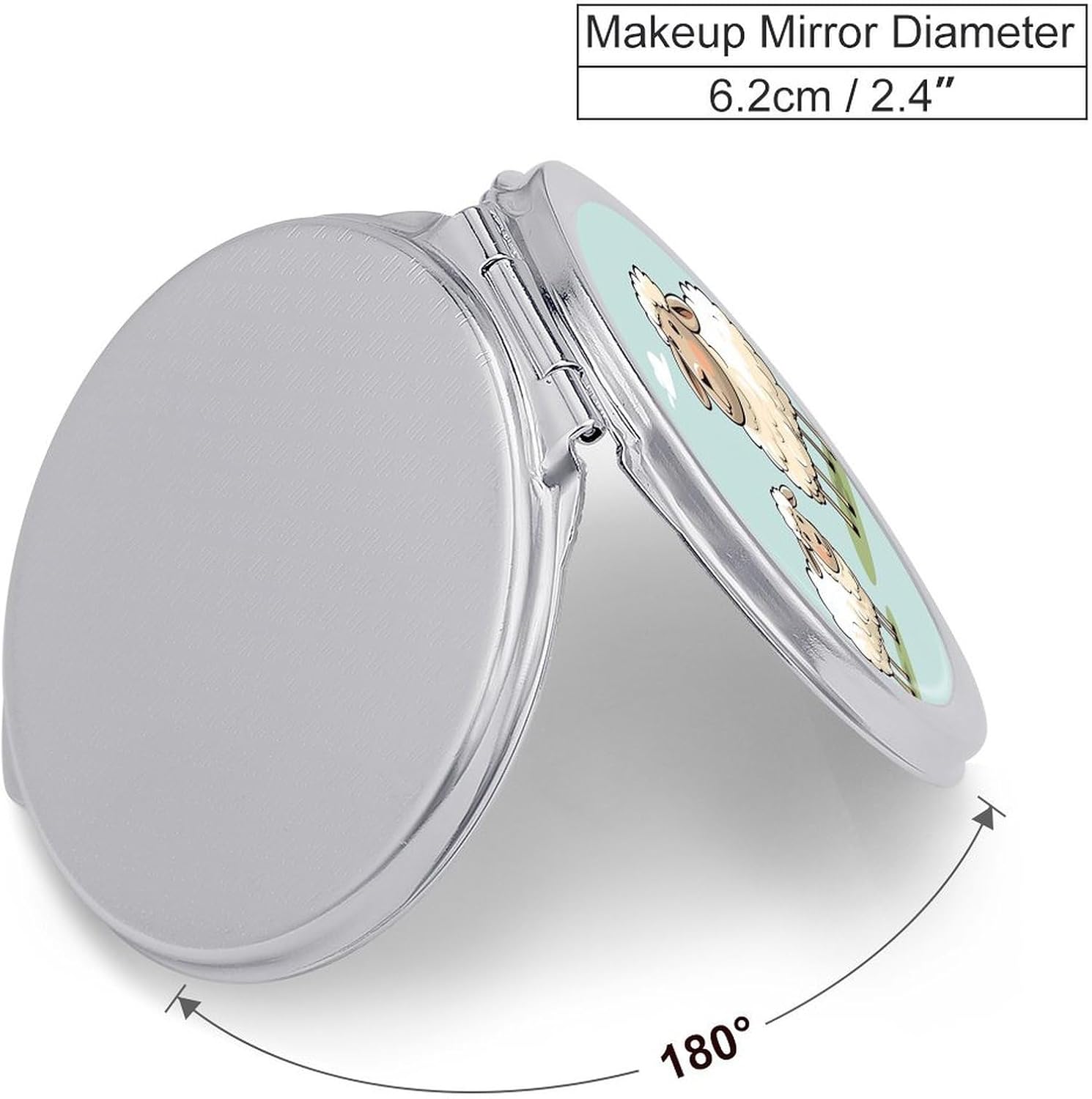 Sheep and Lamb Cartoon Portable Makeup Mirror, Sided Travel Hand Mirror Mini Folding Mirror for Precise Makeup Women Daily Use
