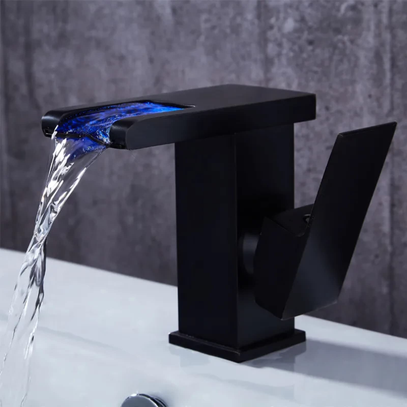 Jiuzhuo Modern Antique Black LED Waterfall Bathroom Sink Faucet Oil Rubbed Bronze Single Handle