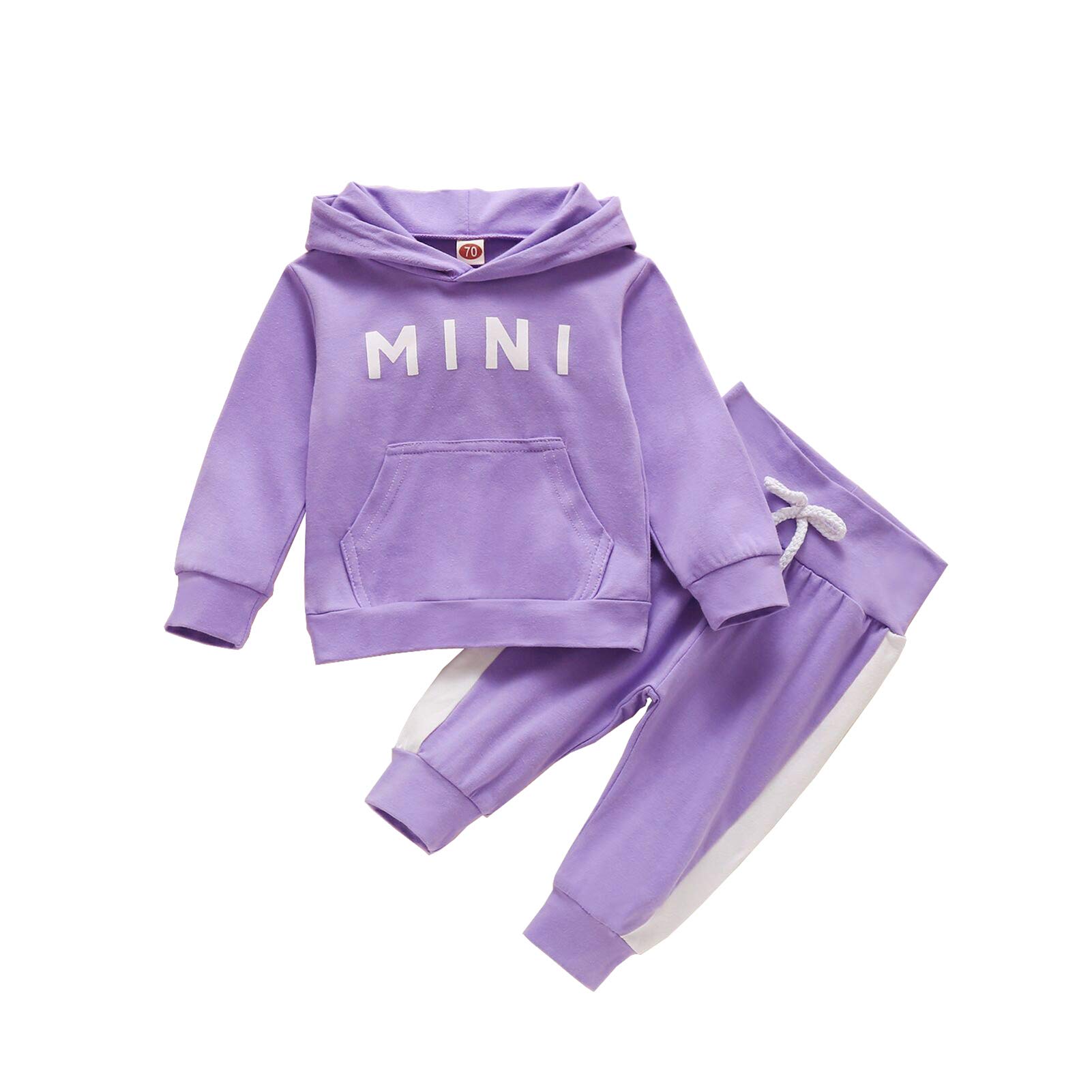 ITFABS Newborn Baby Girl Clothes Mini Hoodie Sweatshirt T-Shirt Pullover+Cute Pants Outfits Fall Winter Toddler Girl Clothes (Purple, 0-6 months)