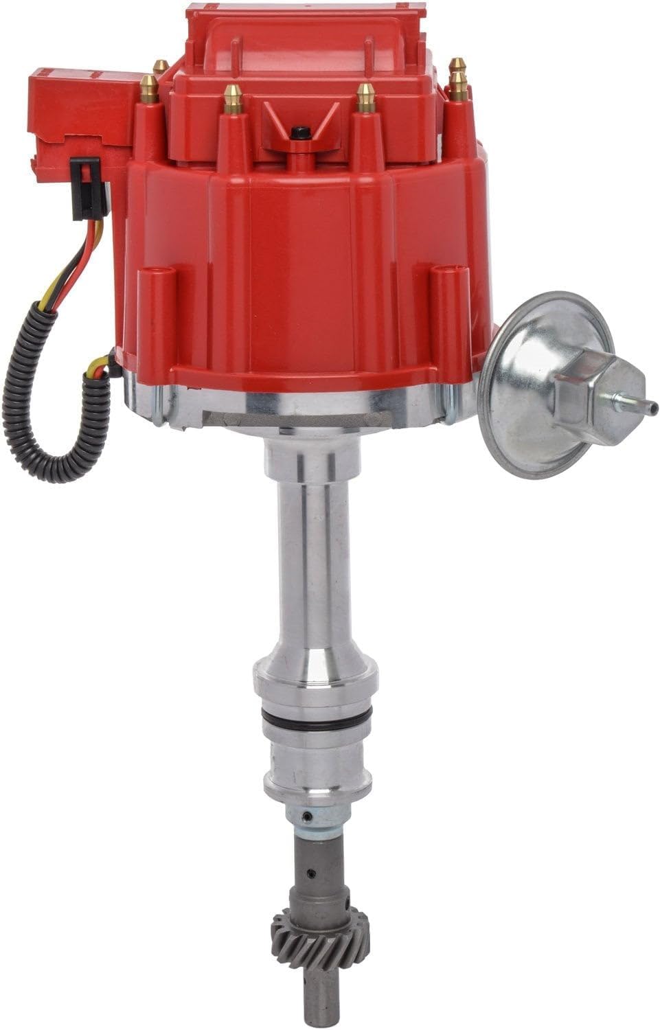 JEGS HEI distributor | Fits 1968-1997 Ford 351C, 351M, 400M, 429, And 460 | 65,000 Volt Coil | Regain Horsepower | Male Brass Terminals | Renew Economy | Adjustable Vacuum Advance | Steel Gear
