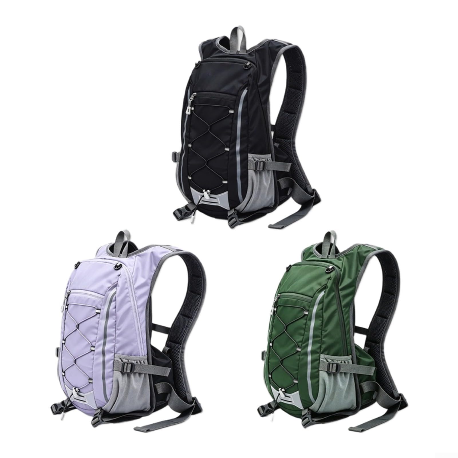 Zaino da trekking leggero da 20 l, traspirante, con strisce riflettenti, per campeggio, ciclismo, viaggi, colore nero
