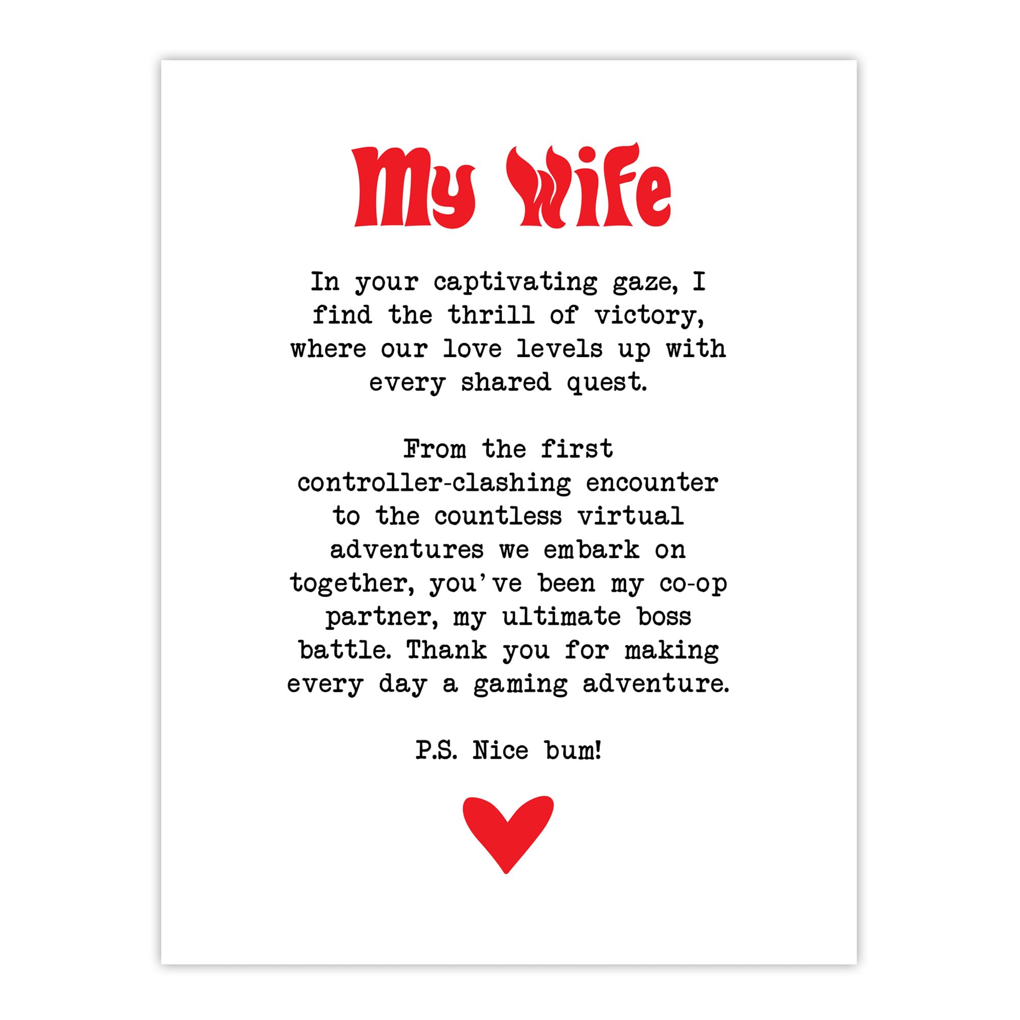 Artery8 Love Poem Gamer Nerd Wife Romantic Poetry Fun Bedroom Extra Large XL Wall Art Poster Print