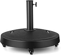 Vista 1 de Giantex Base de paraguas con ruedas, soporte de paraguas resistente de 52 libras con 4 ruedas bloqueables y 2 asas para postes de 1.5 a 1.9