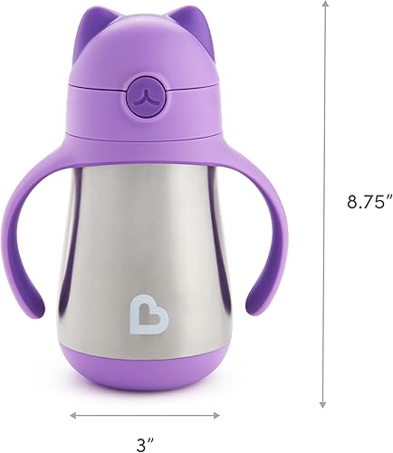 Miniatura 11 de Munchkin - Vaso de popote de acero inoxidable con diseño de gato, 236 ml, Total 1, Azul Azul,Rosa,Púrpura,Verde,https://www.amazon.com/dp/undefined