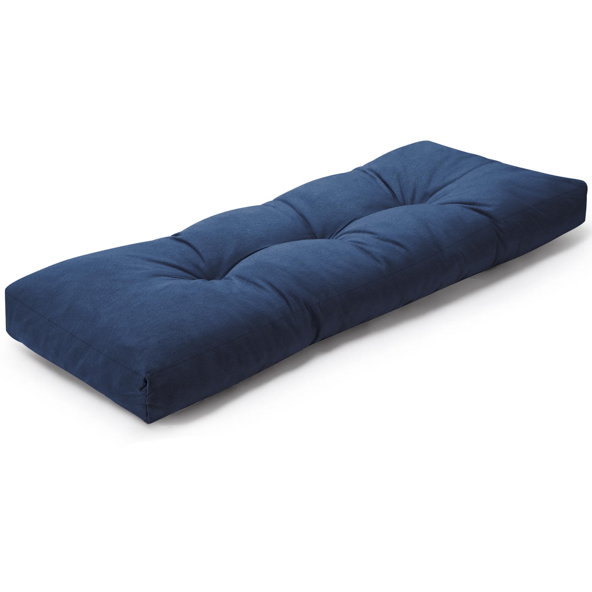 widesmile Thick Bench Cushion Indoor Garden Bench Cushions for Outdoor Furniture Bench Window Seat Cushion for Dining, Piano Benches Tufted Chair Pads with Non-Slip Backing 112 * 42 * 12cm, Blue — image 1