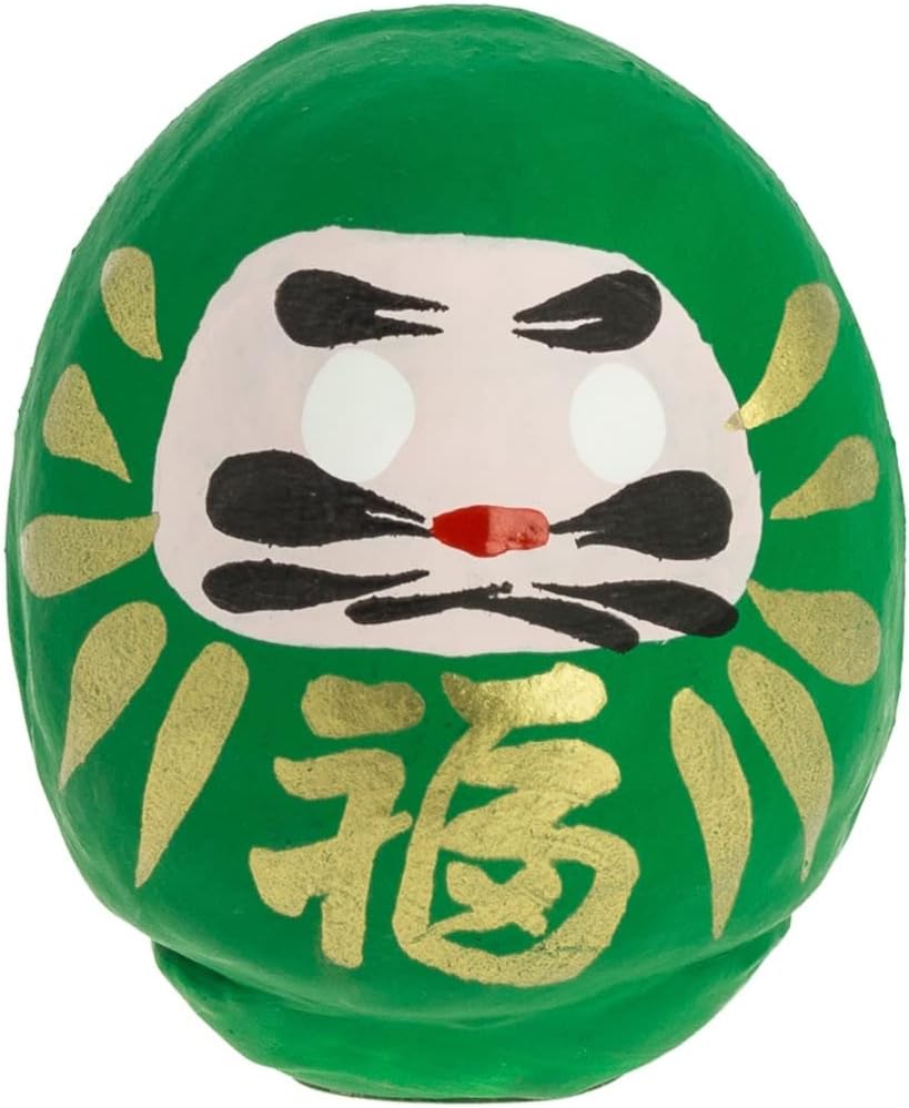 Tierra Zen Daruma 4,5cm, Papel maché Pintado, Verde, 4,5 cm