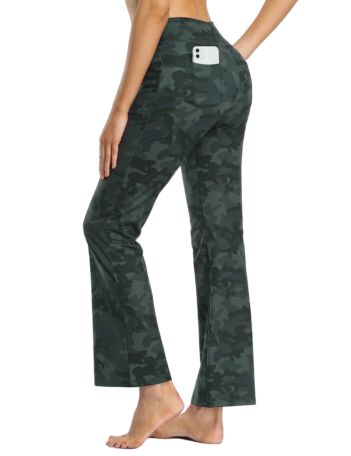 MOVE BEYOND Donna Pantaloni e Pinocchietti Bootleg da Yoga con 4 Tasche a Vita Alta Controllo di Pancia
