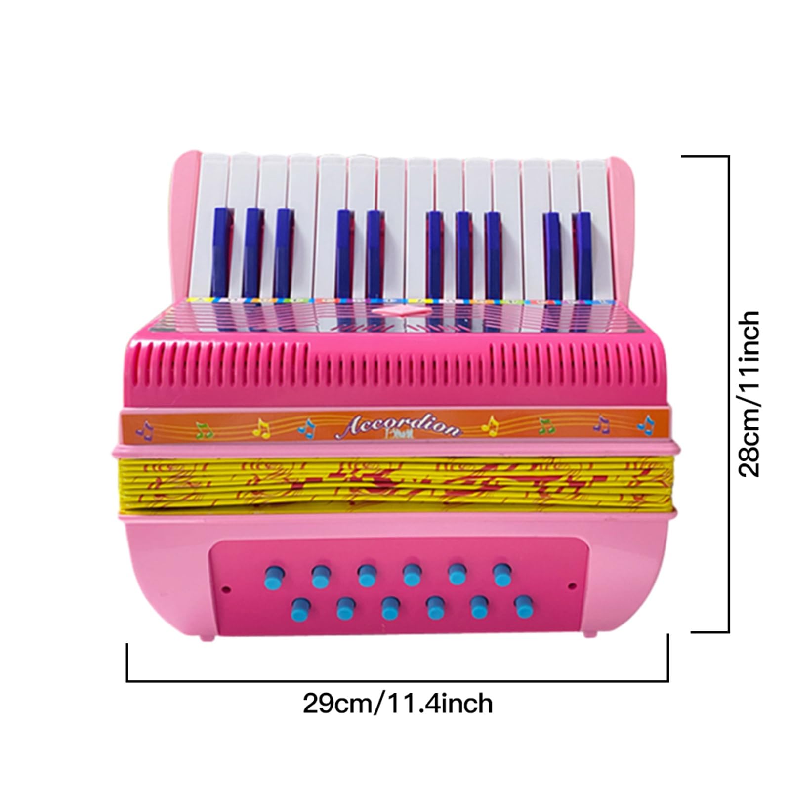 SEAFRONT Akkordeon, 24 Tasten, 12 Bässe, ABS, Tragbare Knopfkonzertina mit Schnalle für die Musikausbildung, Bühnenaufführungspraxis (Grün/Pink) (PINK)