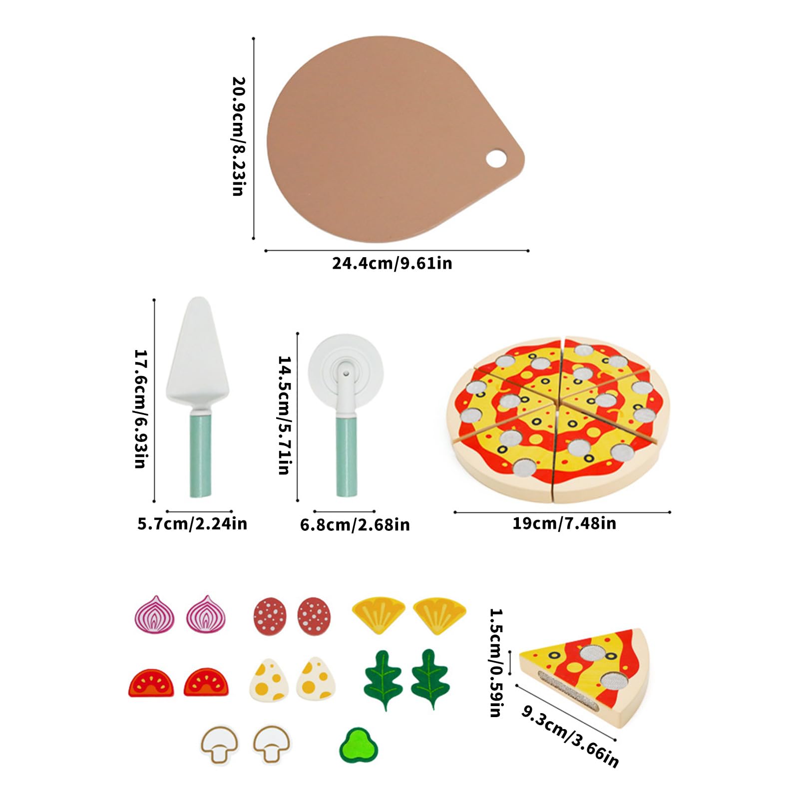 Interactive Wood Pizza Pretend Play Cutting Toy for Preschool with Realistic Slicing and Multiple Toppings Kitchen Toy Children Wooden Cutting Toy