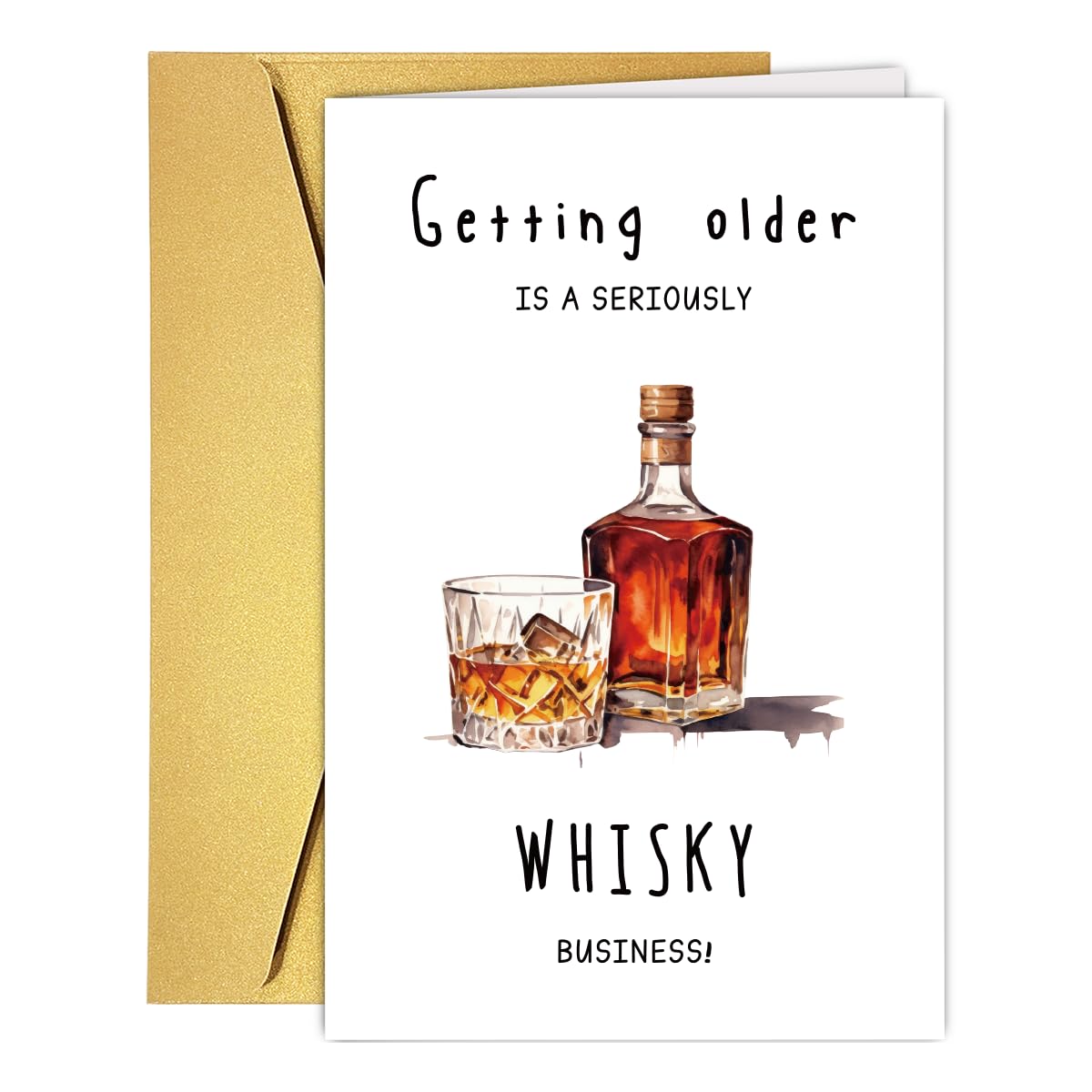 UUEFKTN Funny Birthday Card Gift for Him, Humorous 30th 40th 50th 60th 70th Birthday Cards for Men Husband Boyfriend, Adult Birthday Card for Whisky Lover, Whisky Business Card for Getting Older
