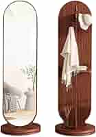 Specchio A Figura Intera Girevole 360° - Con Appendiabiti, Moderno, Per Camera O Spogliatoio - Foto 5