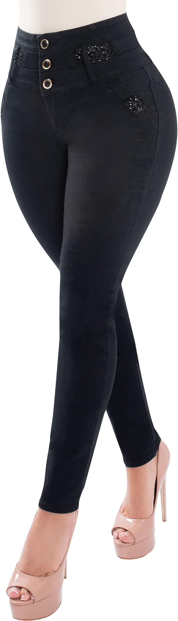 Fiorella Shapewear Butt Lifter Women Jeans High Rise Waist Push Up Black Levanta Cola Pantalones Colombianos 516BB