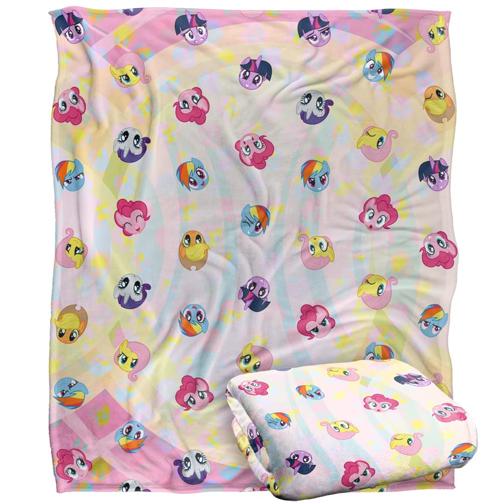 My Little Pony Blanket, Head Expression Pattern Silky Touch Super Soft Throw Blanket 152 x 127 cm