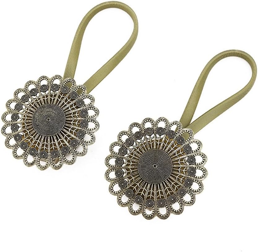 FMURY Spring Strap Non Punching Magnetic Curtain Buckle Decorative Accessory Rope Curtain Clip(White-Patch Five-Pointed star4)