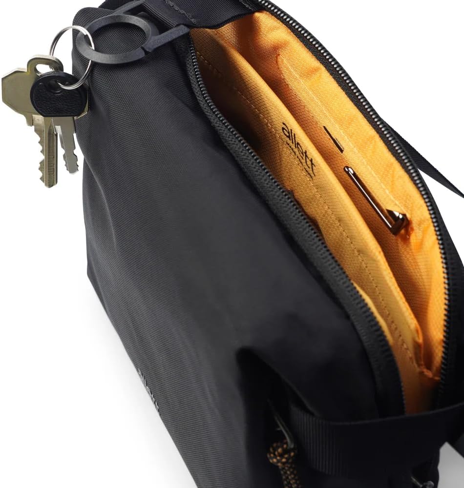 Allett Daily Mini Sling Bag for Men & Women | 2.3L Recycled Crossbody or Hip Pack | Phone Sleeve, Magnetic Buckle, Sunglasses Pocket | Stretch Compartments, Water-Resistant | Black - Image 5
