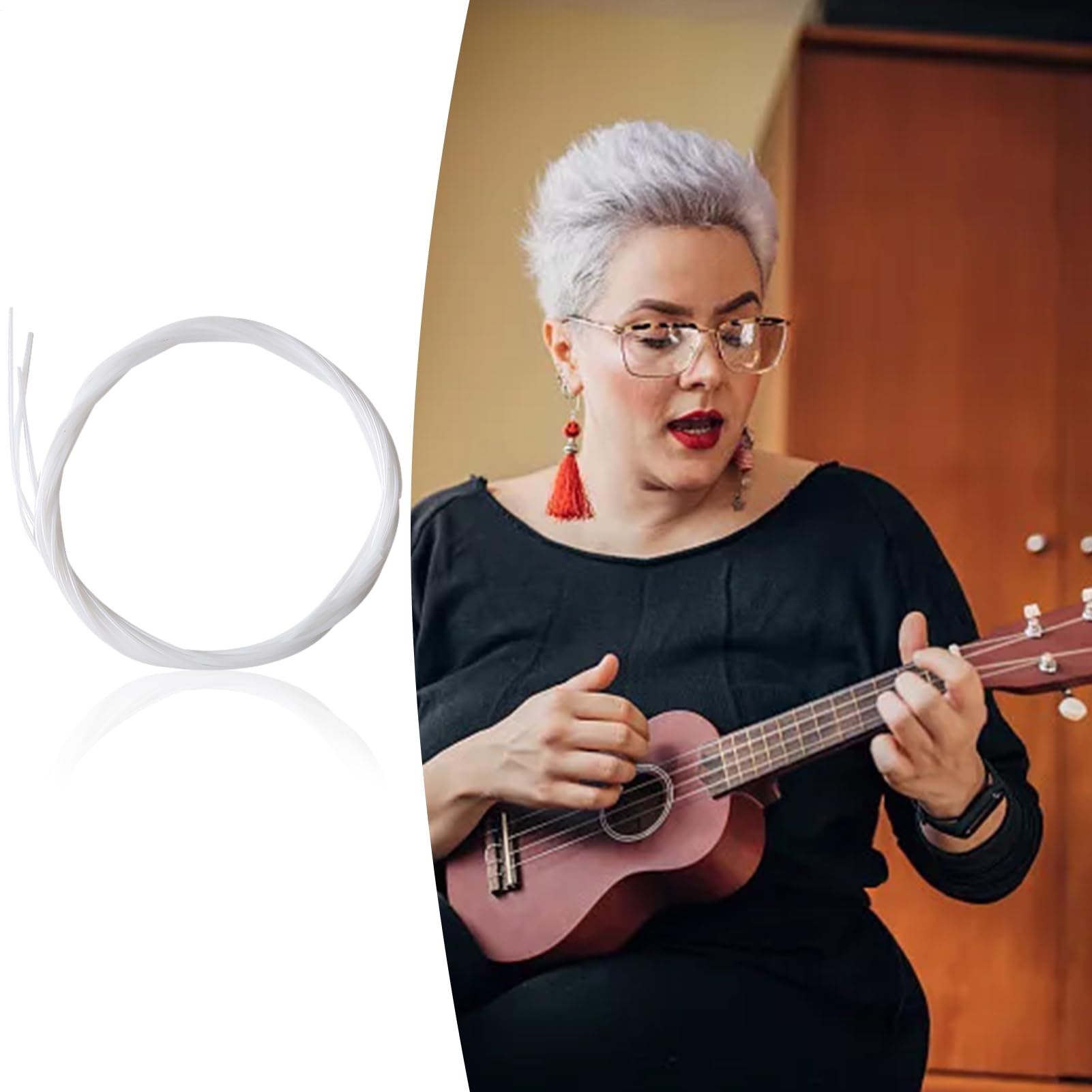 Corde per ukulele,Tuning sostituzione 4 /set - Parte di ricambio per corde | in nylon bianco per accessorio strumento ukulele