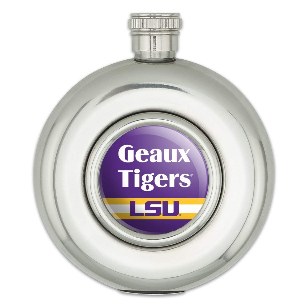 Geaux Tigers Lsu Round Stainless Steel 5oz Hip Drink Flask