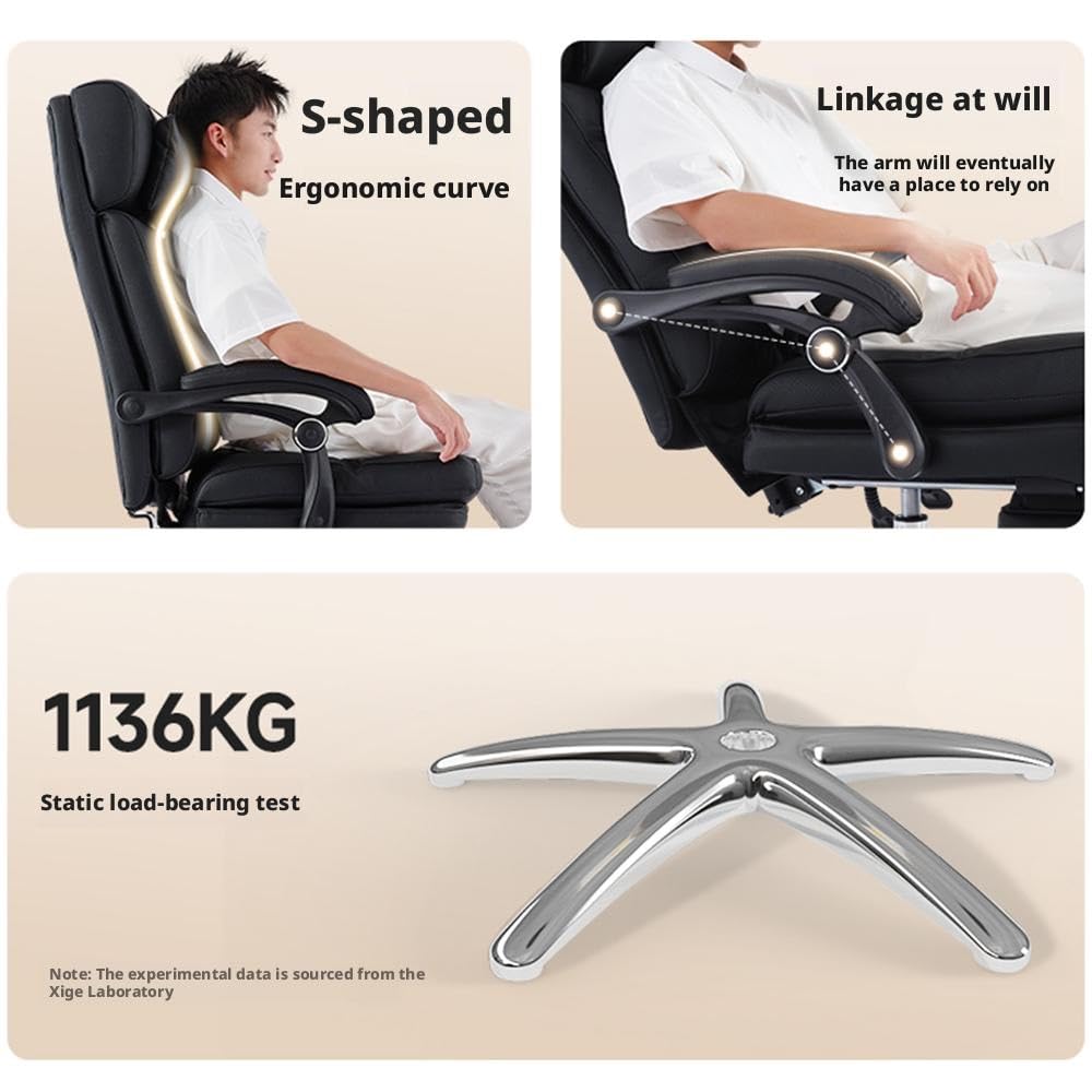 Ergonomiczne krzesło biurowe Luksusowy skórzany fotel biurowy, ergonomiczny, odchylany fotel komputerowy dla szefów, najwyższy komfort podczas długich godzin pracy Krzesło biurowe