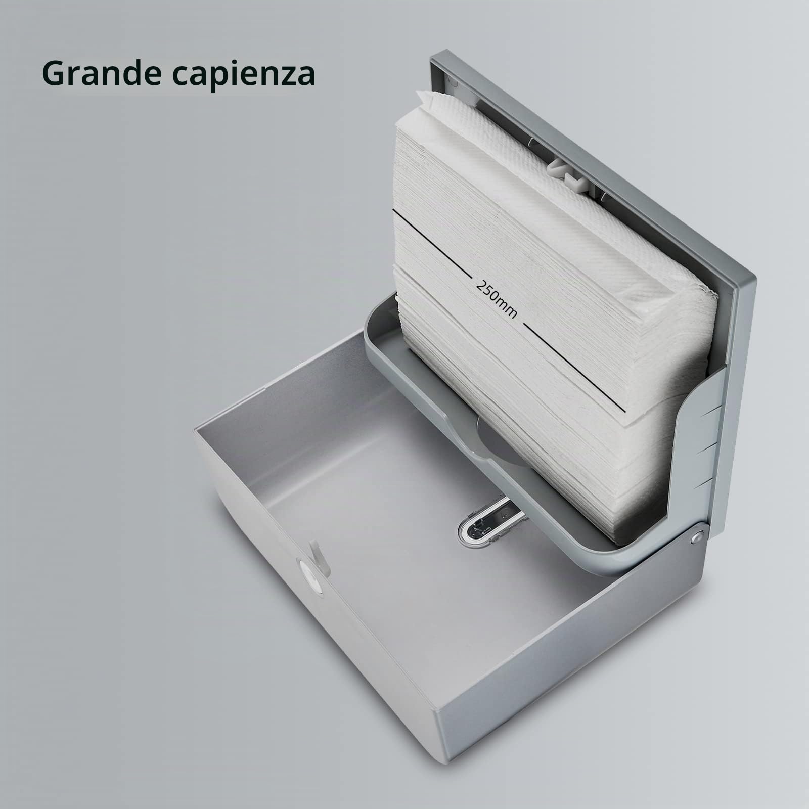 Dispenser di asciugamani di carta ABS igienico Commerciale per asciugamani pieghevoli Montato a parete (6007-grigio)