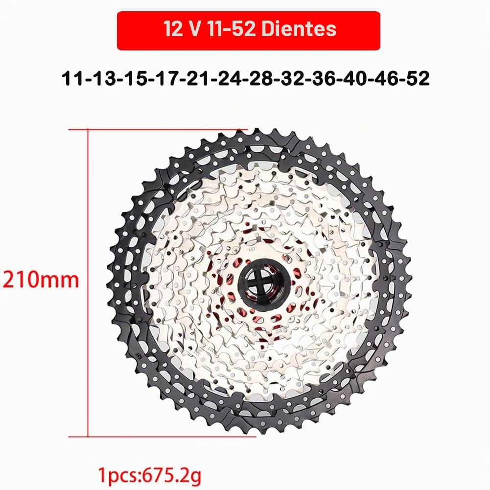 CYSKY 12 Velocidades Cassette para Bicicleta, 11-50/11-52 Dientes, Compatible con Shimano Sram Sunrace, Apto para Bicicleta de montaña, Bicicleta de Carretera, MTB